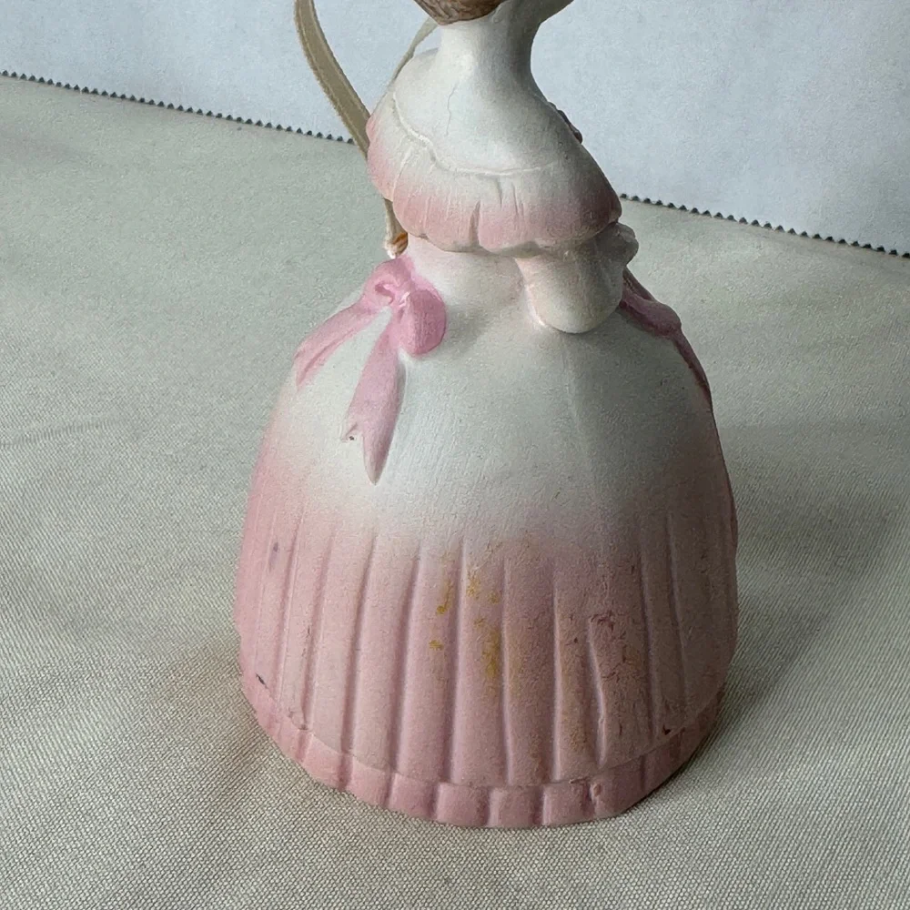 Lot 4 VTG Porcelain Bell Ornaments‎ Jasco Santa Bear Girl Dog Cat Christmas